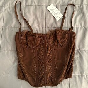 *NWT* Dealmore Brown Lace Corset Bustier Size M